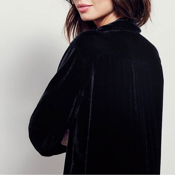 ꊛ Velvet Long Sleeve Pocket Casual Mini Shirt ꊛ - Picture 7 of 11